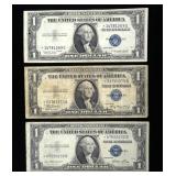 x3- $1 silver certificates, star notes,  series