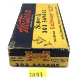 Vintage box of .303 Savage 190-grain SP Western
