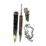 Lot: WWII German Dagger parts, K98 Cleaning kit,