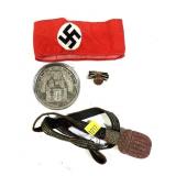 Lot: German WWII Arm Band, Bayonet knot and plaque
