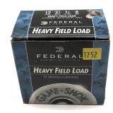Box of 12 Ga. 2.75" No. 8 Federal heavy field