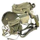 Lot: U.S. Web gear, Military flashlight and belts