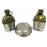 Lot: 2 Vietnam canteens and WWII Mess kit