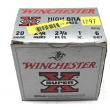 Box of 20 Ga. 2.75" No. 6 Winchester game loads,