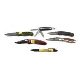 Lot, 4 assorted folding knives and USA Olympic