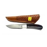 M.E. Miller knife in leather sheath