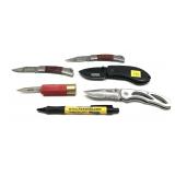 Lot, 5 assorted NRA 1-blade folding knives, some