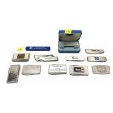 Lot, 5 assorted folding knife money clips and 7