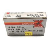 Box of 12 Ga. 2.75" Winchester rifled HP slugs,