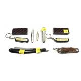 Lot, 6 assorted folding knives and straight