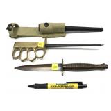 Lot, spike knife in sheath and hunting knife