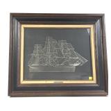 "Clipper Ship Cutty Sark" framed art, frame size: