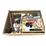 Lot: Assorted gun parts, tools and lock