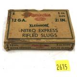 Vintage box of Remington 12 Ga. 2 3/4" slugs,