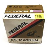 Box of 16 Ga. 2.75" No. 6 Federal shotgun shells,
