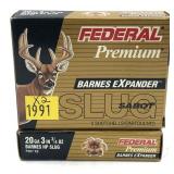 x2- Boxes of 20 Ga. 3" Federal sabot slugs, Barnes