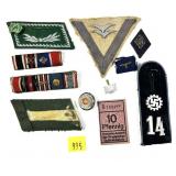 Lot: German Ribbon bars, cloth patches, shoulder
