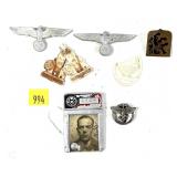Lot: WWII German Tinneys, Cap Badge and ID Badge