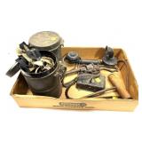 Lot: Vintage phone parts, and misc. antique items