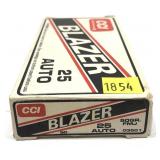 Box of .25 Auto 50-grain FMJ CCI cartridges,50 Rds