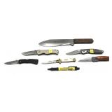 Lot, 6 assorted knives: 5-folding and knife in