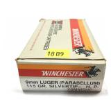 Box of 9mm Luger 115-grain silvertip HP