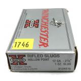 Box of 12 Ga. 2.75" rifled HP Winchester slugs,
