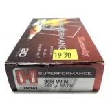 Box of .308 WIN. 165-grain SST Hornady cartridges,