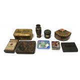 Lot: assorted vintage advertising tins, tobacco,