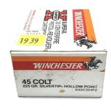 Box of .45 Colt 225-grain silvertip HP Winchester
