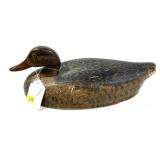Wooden Carved duck decoy, bottom marked "J.G.C"