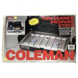 Coleman two burner propane stove, in box
