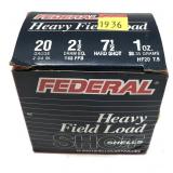 Box of 20 Ga. 2.75" No. 7.5 Federal field loads,