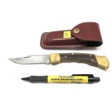 Buck 110 1-blade folding knife with leather sheath