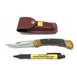 Buck 110 1-blade folding knife with leather sheath