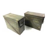 Lot, 2 large metal ammo cans