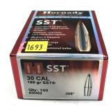 Box of .30 Cal. 165-grain SST Hornady bullets, 100