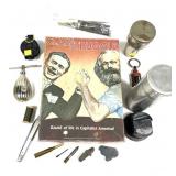 Lot: Board game, Military Compass, drinking cups