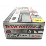 Box of .22-250 REM 55-grain jacketed SP Winchester