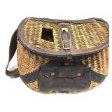 Early wicker creel with leather strap