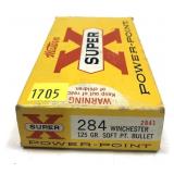Box of .284 WIN. 125-grain soft point SuperX