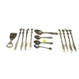 Lot: Souvenir spoons, bottle opener and set of