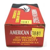 Box of .357 Mag. 158-grain jacketed SP American