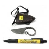 Small custom handmade Damascus blade knife with