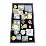 Lot: Assorted pinbacks, medals, and more