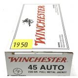 Box of .45 Auto 230-grain FMJ Winchester