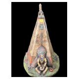 Native American Ceramic Teepee, 19" H.