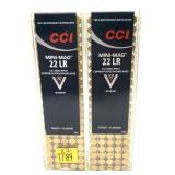 x2- Boxes of .22 LR. CCI Mini-Mag cartridges