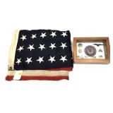Lot: U.S. flag and assorted military pins