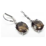 Sterling silver oval mixed cut citrine lever back